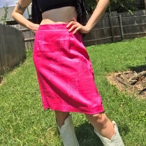 80s Vintage Skirt Karin Stevens Pink Knee Length 1980s